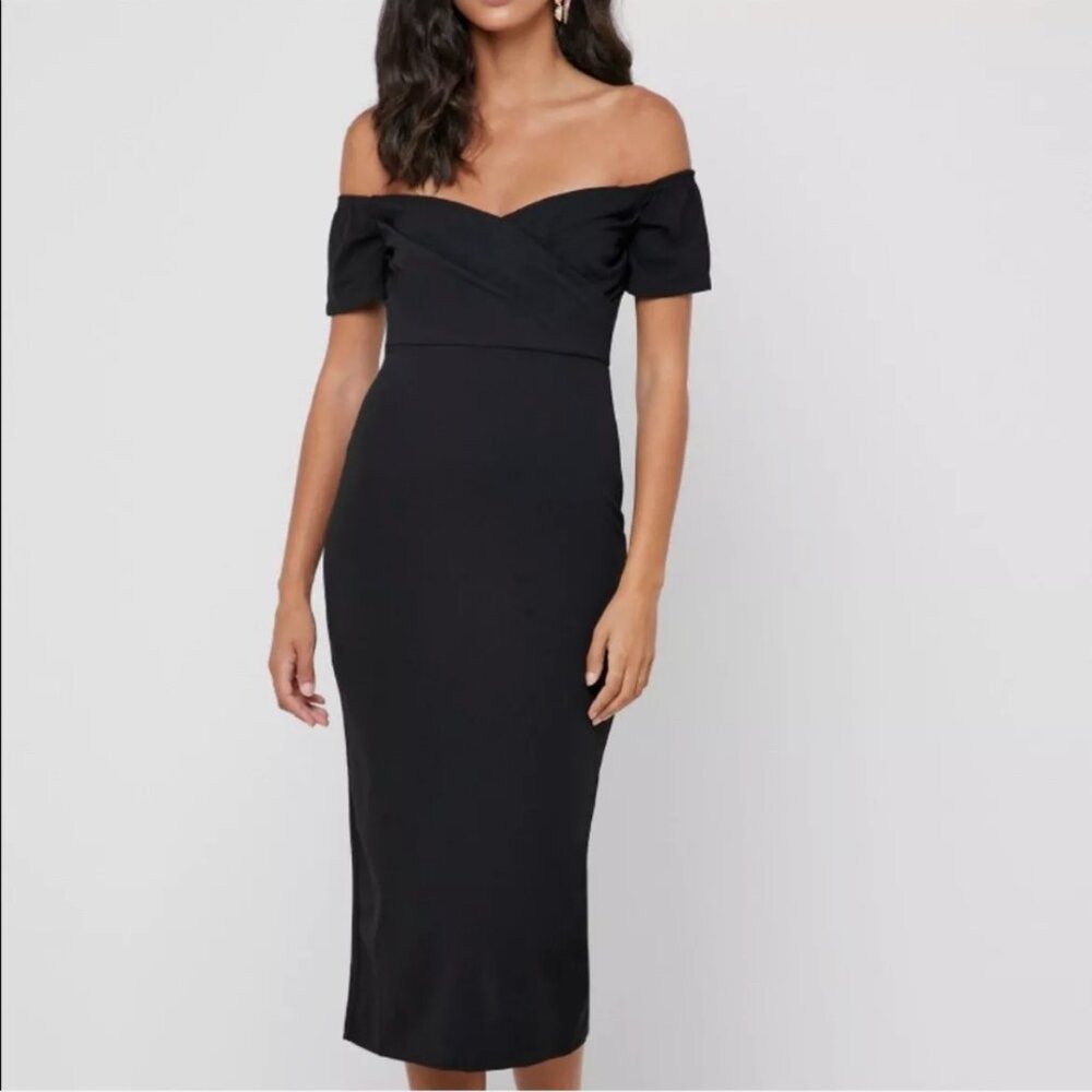 TOPSHOP Bardot Wrap Dress SIZE US 2 Off shoulders black